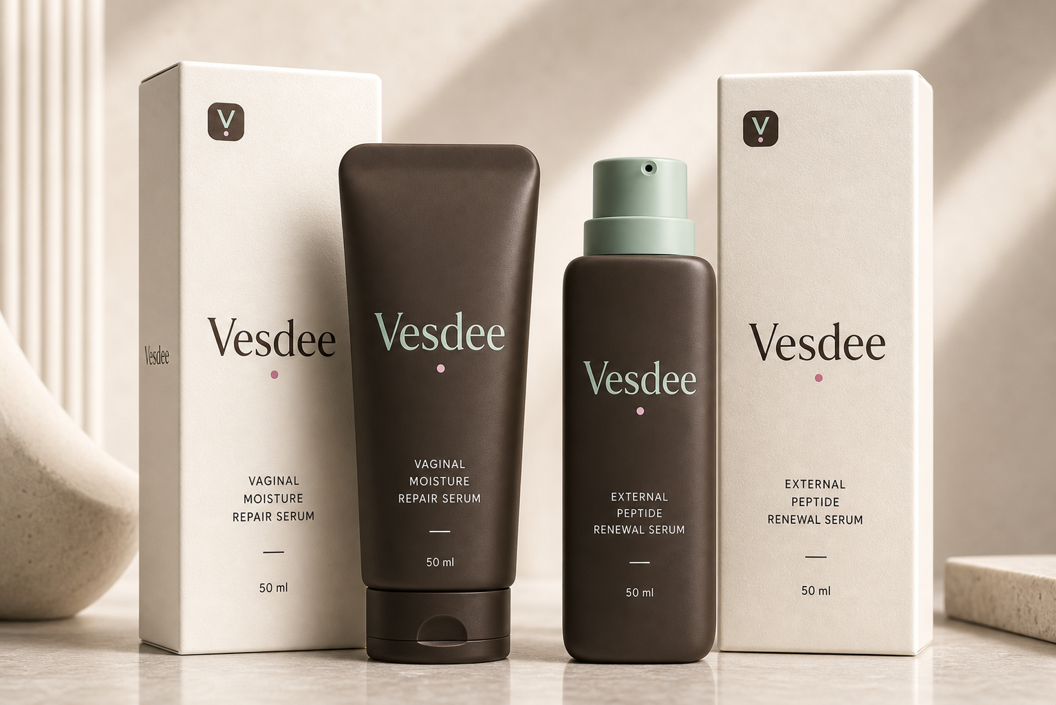 Vesdee Intima Duo vaginal moisture repair serum and external peptide renewal serum